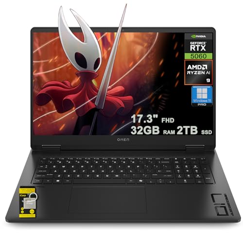 HP Omen 17 Gaming AI Laptop 17.3 FHD IPS 144Hz (100% sRGB) AMD Zen 5 10-core Ryzen AI 9 365 (Up to 50 Tops) 32GB RAM 2TB SSD GeForce RTX 5060 (Up to 572 AI Tops) RGB Backlit HyperX Win11Pro ICP Hub