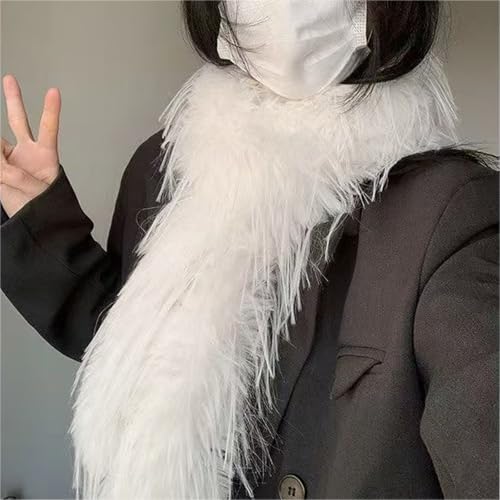 Greenery-GRE Womens Faux Fur Feathered Long Scarf Fuzzy Plush Oversize Stole Scarf Shawl Thick Winter Warm Wrap Partywear4
