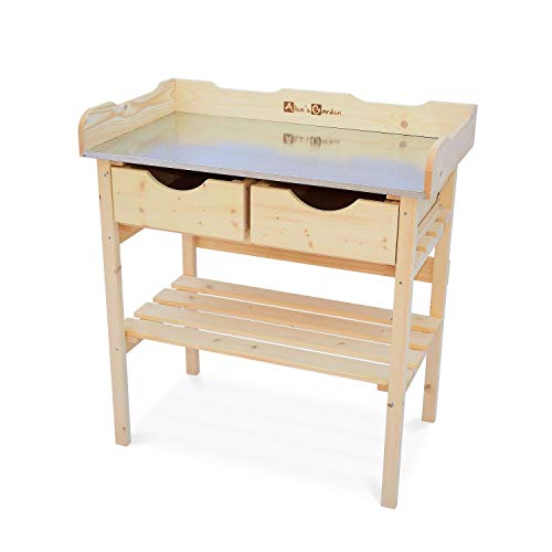 Alice's Garden - Gartenwerkbank Petunia mit 2 Schubladen, Holzwerkbank für Außen, Pflanztisch