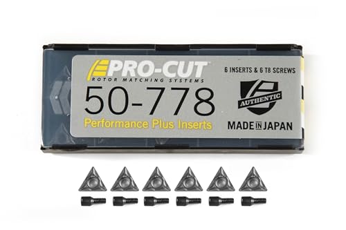 Pro-Cut Carbide Insert Tips with Custom Radius and Chip Breaker for Rotor Matching Systems and B17 Bench Lathe, Smooth Cuts, Long Lasting, Includes 6 T8 Retention Screws