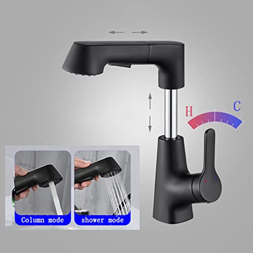 Grifo de lavabo extraíble gris con doble modo de agua y caño elevable 6