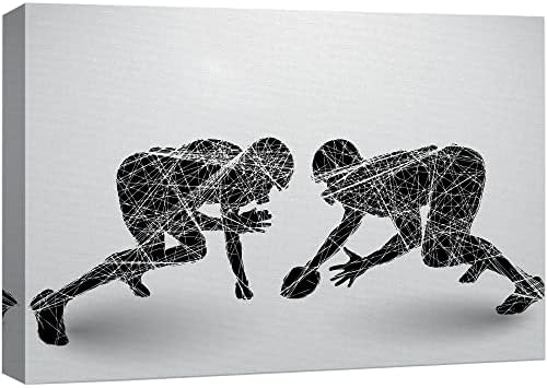 wall26 Canvas Print Wall Art Geometric Line Silhouette Football Players Sports Athletes Digital Art Modern Art Rustic Scenic Urban Exercise Colorful for Living Room, Bedroom, Office - 12"x18"