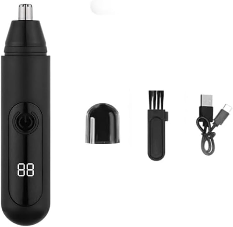 Electric Nose Hair Trimmer - Rechargeable Nose Hair Trimmer for Men, LED Display, Painless Dual-Edge Blades, IPX7 Waterproof, Precision Eyebrow & Facial Hair Trimmer for Easy Cleaning