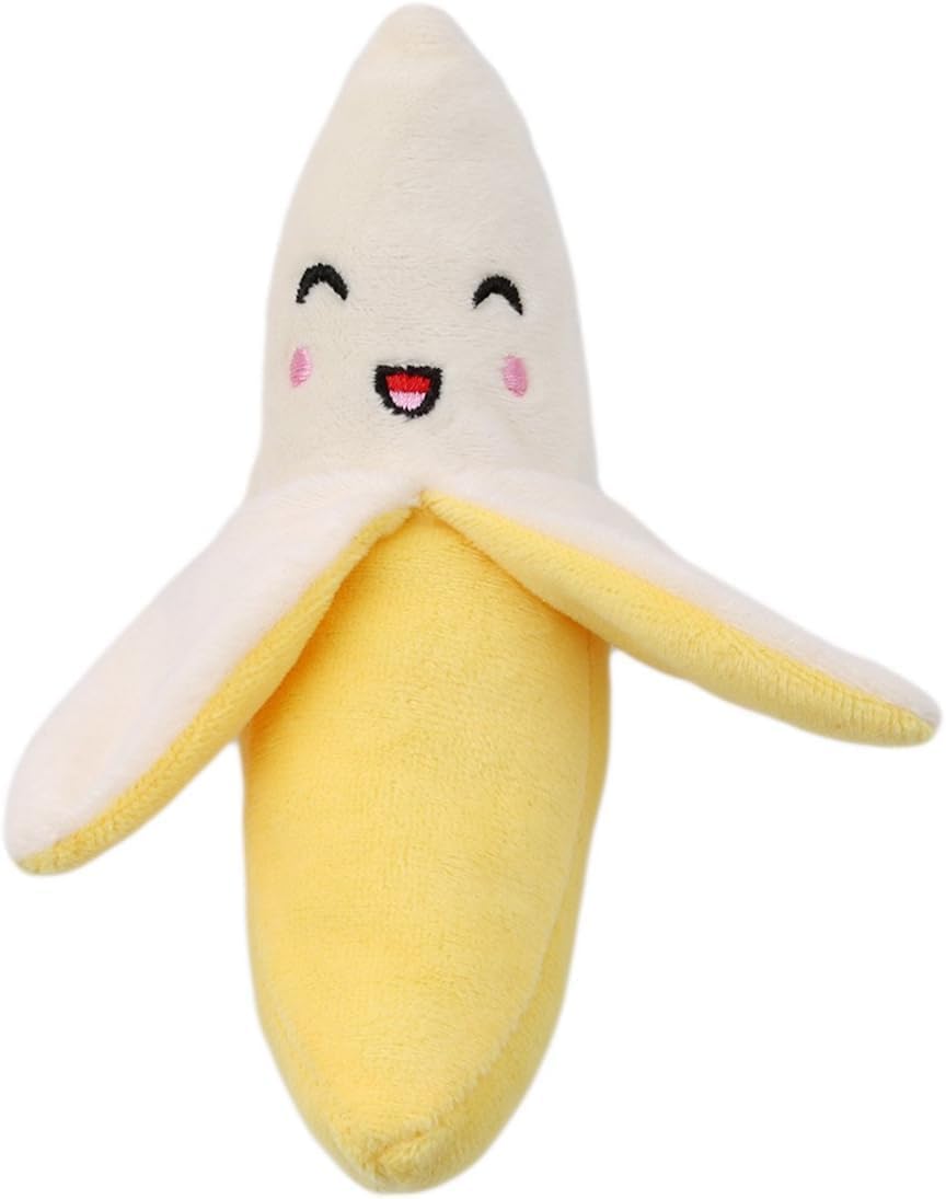 Wpppan 1Pc Yellow Banana Squeeze Squeaker Puppy Dogs Toy Plush Dog Chew Toys,Dogs Toys,Dog Squeak Toys