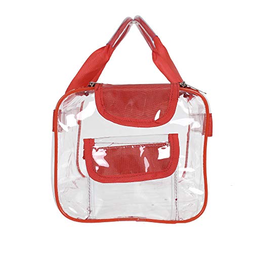 Image of Kuber Industries 2 Pcs PVC Large Transparent Makeup Pouch Bag with Zip Closure | Toiletry Bag | Versatile Cosmetic /Toiletry Pouch for Men and Women | Red