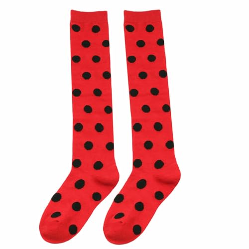 3 pairs - minimalist red and black polka dot knee socks