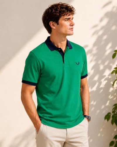 Image of Mens Pique Polo T-Shirt | Cotton Rich, Smart Fit Polo with Embroidered Logo | Casual & Sports Wear | Polo T-Shirt for Men
