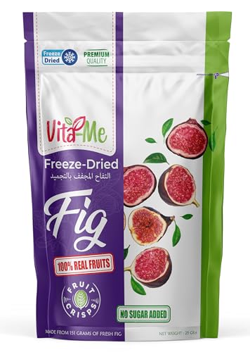 Vita-Me Freeze-Dried Crunchy Fig Snacks 25g-100% Natural-No Sugar Added-Vegan-No Additives Added -Made From 151 Gr Fresh Purple Fig-Healthy Snack(Sliced)