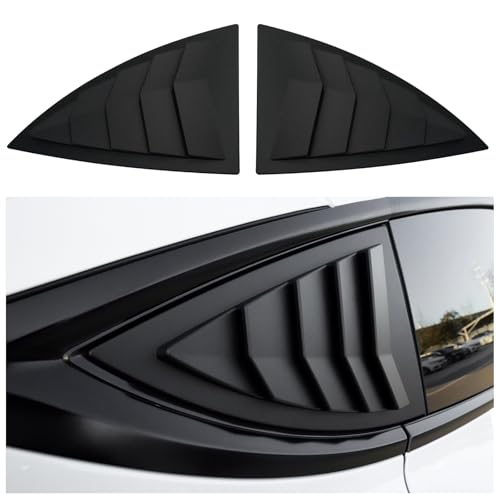 WildWell Rear Side Window Louvers for Tesla Model Y 2020-2024 Side Window Louver Air Vent Scoop Sunshade Louver Covers Matte Black