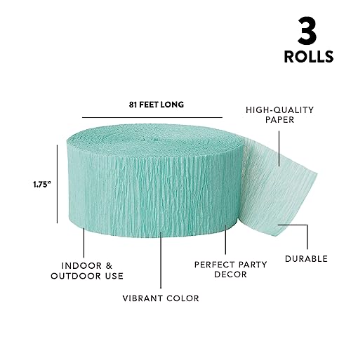 Andaz Press Crepe Paper Streamer Hanging Party Decorations Kit, 240-Feet, Seafoam, Aqua Teal, Royal Blue, 1-Pack, 3-Rolls, Mermaid Nautical Colored Wedding Baby Bridal Shower Birthday Supplies #TOP4