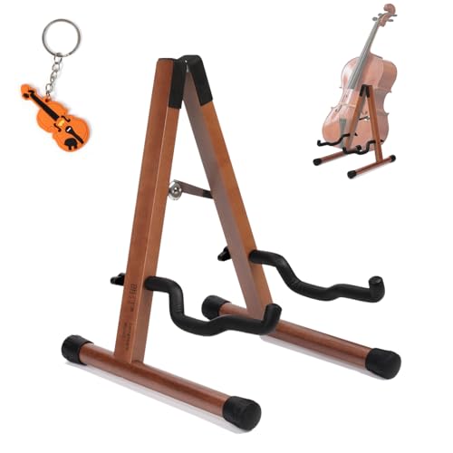 longteam Wooden Cello Stand, Adjustable A-Frame Floor Stand with Padded Foam, Folding Acoustic...