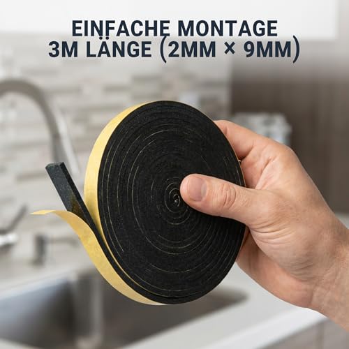 Dichtband Dichtungsband 3m x 9mm x 2mm für den Einbau von Kochfeldern Montageband Ceranfeld Spülbecken