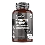 Carbone Vegetale Attivo da 2000mg in 180 Capsule Vegane, Il Carbone Attivo Contribuisce a Ridurre l'Eccessiva Flatulenza Dopo Aver Mangiato (EFSA), Activated Charcoal, Senza Magnesio Stearato né OGM