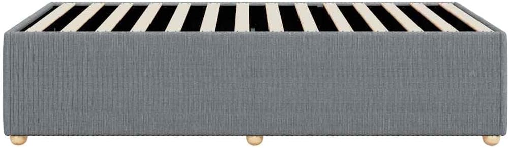 Bed Frame Light Gray Polyester Twin Platform with Slatted Foundation, Durable Heavy-Duty Sturdy Furniture for Bedroom Mattress Support, Easy Assembly, No Box Spring Needed