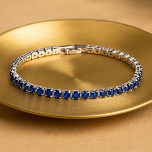 Image of BLACK PEARL Elegant Style Tennis Bracelet with Multicolour Zirconion Stones, Gold and Silver-Toned Bracelet For Women & Girls