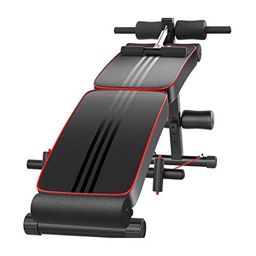 Johuka Adjustable Sit-up Bench, Foldable Decline Workout Bench for Home Strength Training Sport Exercise Work Out Benches (Black, from U.S. Stock)