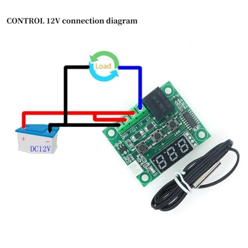 Interruptor de temperatura W1209 12V CC con sensor termostato digital y relé de control 6