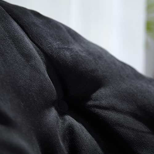 Urban Shop Microsuede Foldable Saucer Chair, Black 27D X 32W X 29.5H In #TOP3