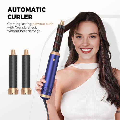 Image of 5 in ONE Hair Dryer Brush, Blow Dryer Brush Air Curling Iron, Hot Air Brush Round Brush Blow Dryer, 1.25 in Left&Right Hair Styler 100-120V