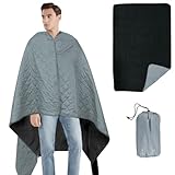 EUIEUT Camping Blanket Thermal with Polar Fleece Lining, 200x140cm Waterproof Thermal Blanket Portable Thickening Outdoor Blanket with Drawstring Bag for Cold Weather Camping Hiking Outdoor, Grey