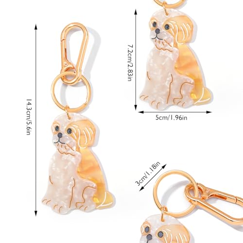 Dog-Shaped Bag Clasp & Keychain Charm- Acetate Animal Clip with Gold-Tone Metal