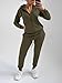 REORIA Damen Trainingsanzüge Warm Baumwolle Hausanzug Dicker Jogginganzug Set Langarmes Activewear Workout Set Sport Outfit Kapuzenpullover und lange Hose Grün M