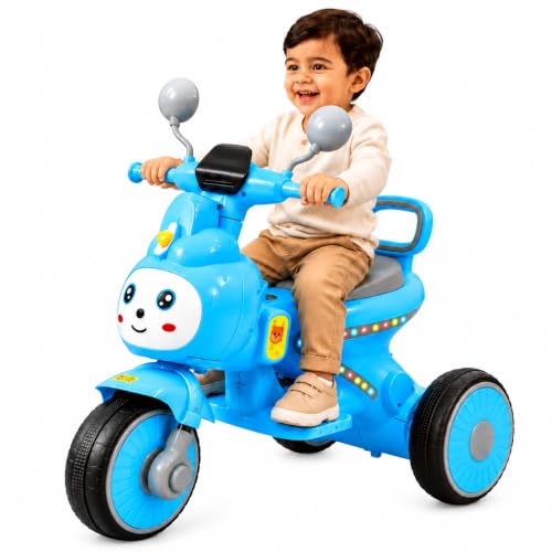 Zivvy Blue Electric Ride-On for Kids | Battery Powered Toy with LED Lights | Auto Cut Charging | Bluetooth Music System | Outdoor Riding Toy | Fun Electric Ride-On Gift for Kids