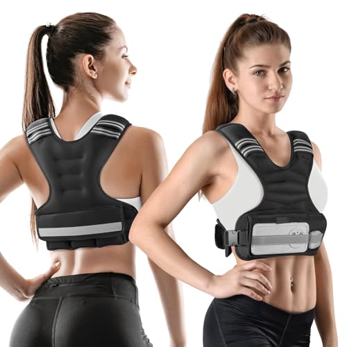 WIN4ALL Weighted Vest Woman Adjustable Weights For Walking, 6-12lb, Weighted Vest Woman with 6 Ironsand Weights, Weight Vest For Women/Men, Weight Vest For Walking, Strength Training, Running, Black