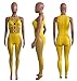 Doweha Womens Sexy Mesh Jumpsuit Summer 2023 Bodycon Hollow Out Party Club Rompers Rhinestone Up Polka Dot Outfit Yellow M