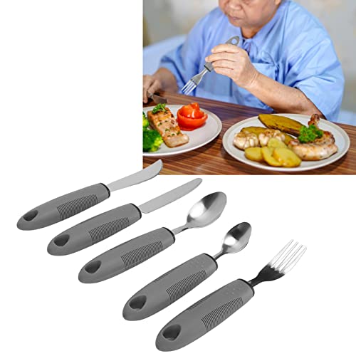 Utensili Adattivi per Tremori Alle Artrite e Parkinson, Set di Posate in Acciaio Inossidabile con Utensili Ponderati, Utensili per Mangiare Portatori di Handicap