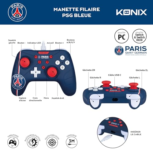 Manette Filaire Psg Pour Nintendo Switch Konix - vue 7
