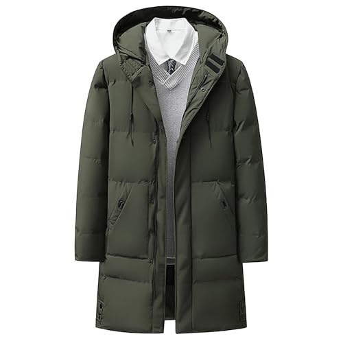 Maiyifu-GJ Men's Puffer Jacket Long Winter Parka Coats Windproof Thicken Hooded Quilted Padded Jackets Warm Outerwear