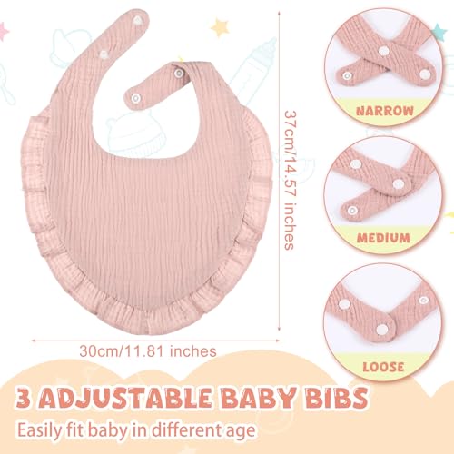 Geyoga 6 Pcs Baby Muslin Bandana Bibs Drool Muslin Baby Bibs Soft Adjustable Absorbent Cotton for Unisex Newborn Boys Girls Teething Drooling4