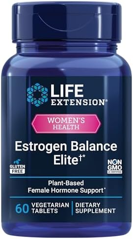 Life Extension Estrogen Balance Elite, Menopause Support Supplement, Hormone Balance, hot Flashes, Night Sweats, Vaginal Dryness, Gluten-Free, Non-GMO, Vegetarian, 60 Tablets.