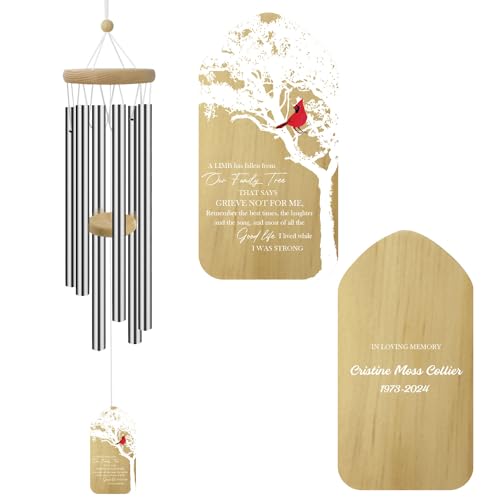 Image of ASTARIN Personalized Wind Chimes Outdoor Large Deep Tone,Large Customized WindChimes for Outside Tuned Relaxing Soothing Low Bass,Memorial Wind Chimes Sympathy