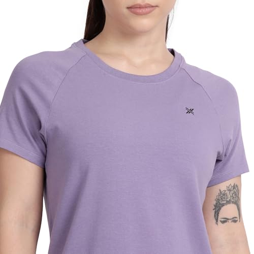 Image of Lavos Women's Regular Fit T-Shirt with Half Sleeve Round Neck, Bamboo & Cotton Gym, Yoga and Sports Wear for Women