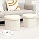 Bonlife Sitzbank mit Stauraum, klappbare Sitztruhe, Aufbewahrungsbox, Fußbank,Blüten, für Flur, Wohnzimmer und Schlafzimmer, Weiß, 32x32x32 cm