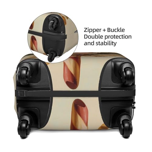 Vintage Christmas Candy Cane With Holly Bow Elastic Travel Luggage Covers Dustproof Scratch-Resistant Suitcase Protector Fit 22-24 Inch2