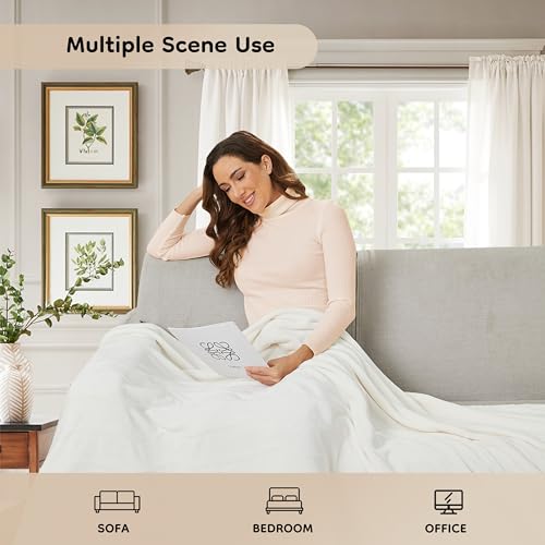 LaffyLo Electric Heated Blanket Full Size 72"×84", Luxurious Breathable Flannel with 4 Heat Settings, 10-Hour Auto Shut-Off & Overheat Protection, for Bed & Couch, Cozy Gift - White — view 6