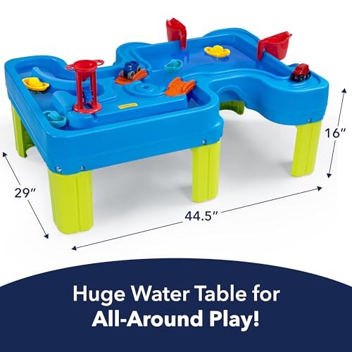Image of Simplay3 Big River and Roads Water Play Table, Outdoor Activity Table with Track Toys for Toddlers and Kids, 9 Accessories Included, Made in USA