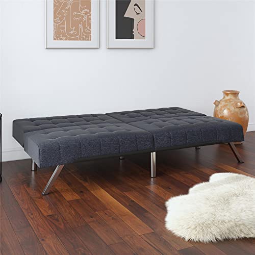 Dhp Emily Futon With Chrome Legs, Navy Linen #TOP3