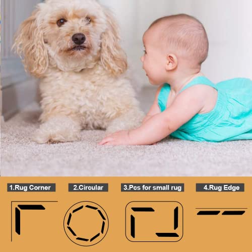 Oishah 8 Pcs Rug Gripper, Reusable Anti Slip Tape For Carpet Corners And Sides With Strong Hold, Double Sided Under Area Rug Pads For Hardwood Floors And Tiles Prevent Curling And Bunching. #TOP6