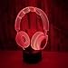 Produktbild Musik Kopfhörer Form Nachtlicht 3D Optische Täuschung Kinderzimmer Led Nachttisch Lichter Mit Fernbedienung 7 Farben Wandleuchten Schlafzimmer Dekor Geschenkideen Geburtstagsgeschenk