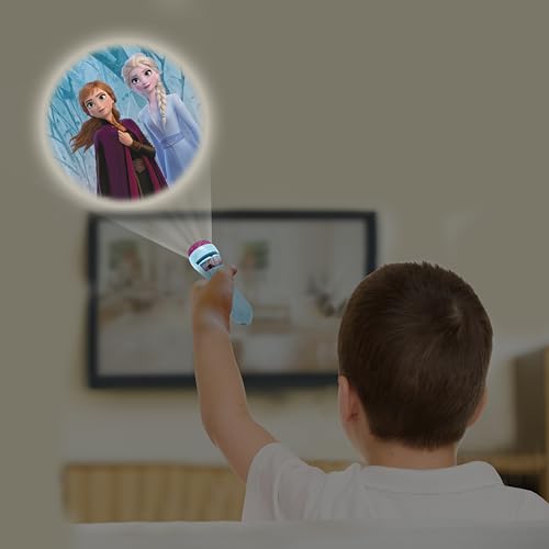 LEXIBOOK Disney, Frozen Torch Light and Projector with 3 Discs, 24 Images, Create Your own Stories, LTC050FZ, 3.7 x 3.7 x 11.5 Centimeters, White - 3