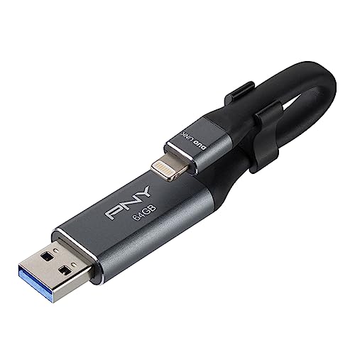 PNY 64 GB OTG Duo-Link 3.0 pamięć flash do Apple iPhone/iPad, metalowo-szary