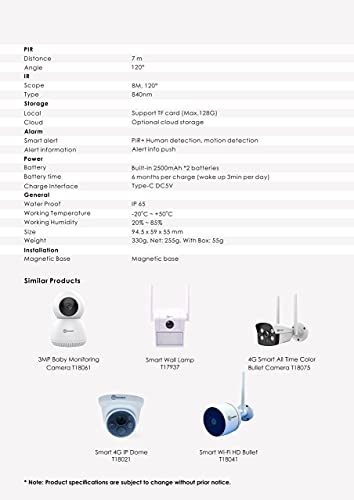 Image of Trueview 3 MP HDRI Video Smart WiFi Camera with Battery Backup & Cloud , 109 Angle , All TIME Color (Day & Night) Absolutely Different
