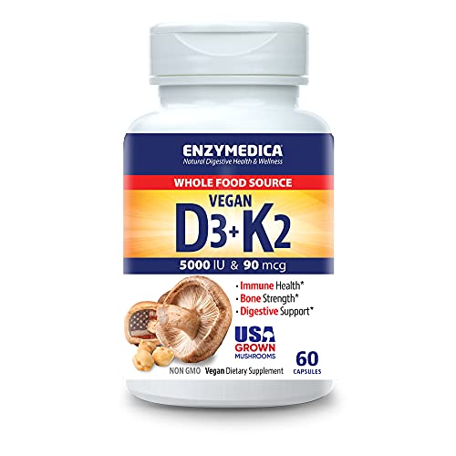 Enzymedica, Vegan Vitamin D3 + K2, 60 Count