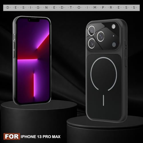 Image of SHINESTAR Premium Luxury Case Compatible with iPhone 13 Pro Max | Protective Back Cover with Camera Lens Safety | Wireless Charging Support | Slim Fit Durable Design | Enhanced Grip Protection Black