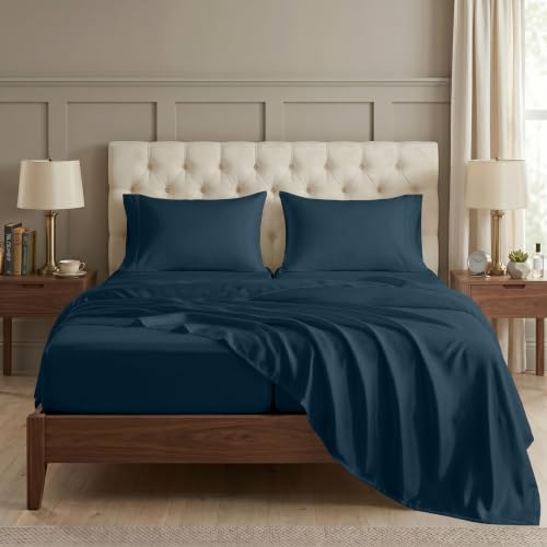 Image of LANE LINEN Half Split King Sheets Sets for Adjustable Bed - Estate Blue