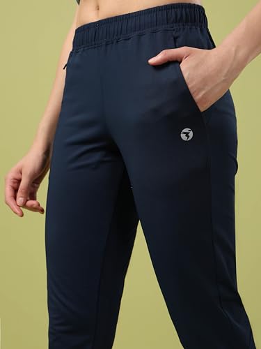 Image of TECHNOSPORT Women's Regular Fit Mid Rise Solid Track Pant with Antimicrobial, Stretchable for Gym, Workout & Sports and Regular Use